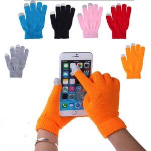 Neon Colorful Touch Screen Winter Knit Gloves Set of 6